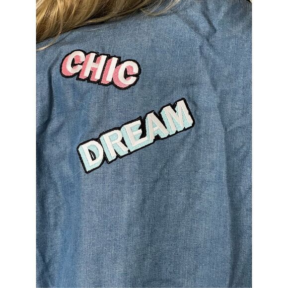 Zara patch jacket sz M denim bomber - Picture 6 of 11